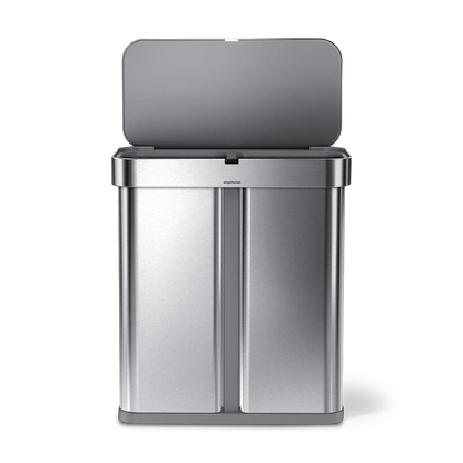 58L Dual Compartment Rectangular Sensor Can with Voice and Motion Control